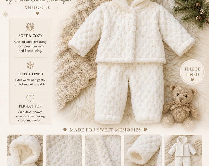 White  Fleece lined snow suit with fake fur trim trim