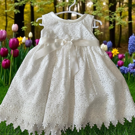 Handmade Pink Baby Dress: Lace & Ribbon Occasion Wear