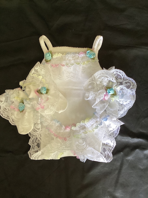 tiny baby frilly vest set with headband