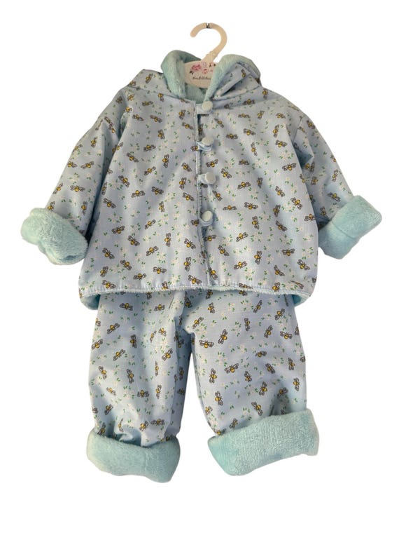 Blue Fleece lined snow suit with bumble bee detail