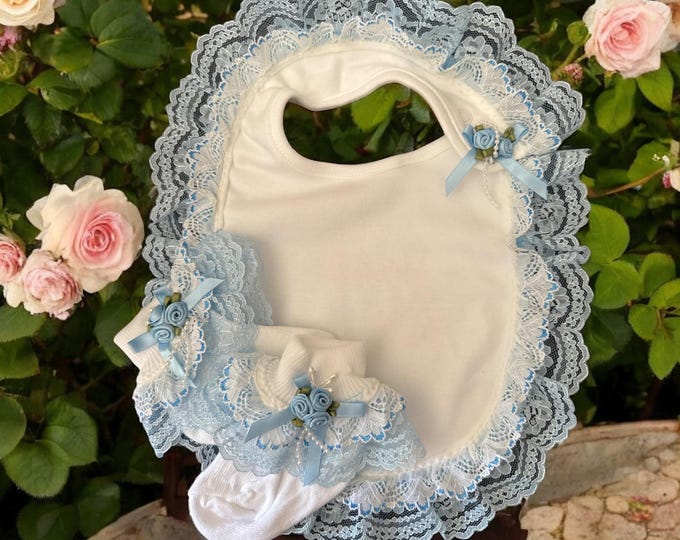 Spanish style frilly bib and socks