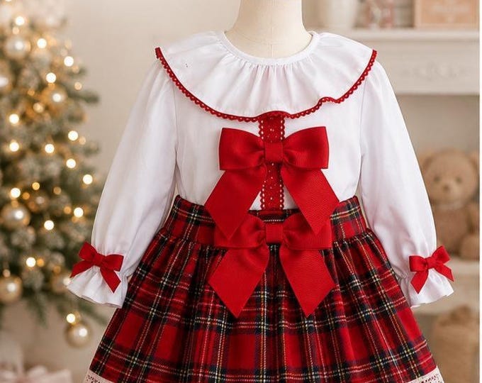 Girls red tartan Christmas dress /party dress