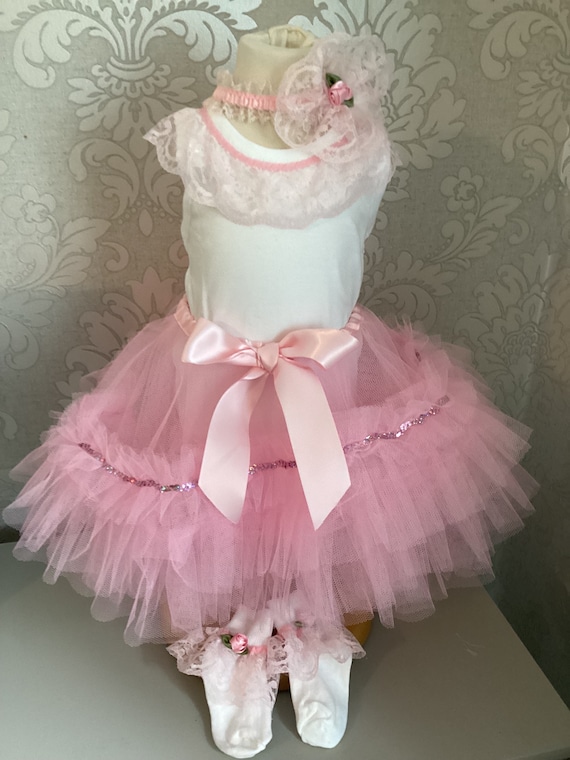 Pink Tutu Outfit: Frilly Vest, Hair Accessory & Socks