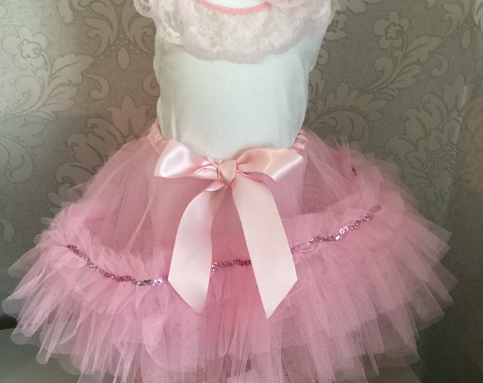 Pink Tutu Outfit: Frilly Vest, Hair Accessory & Socks