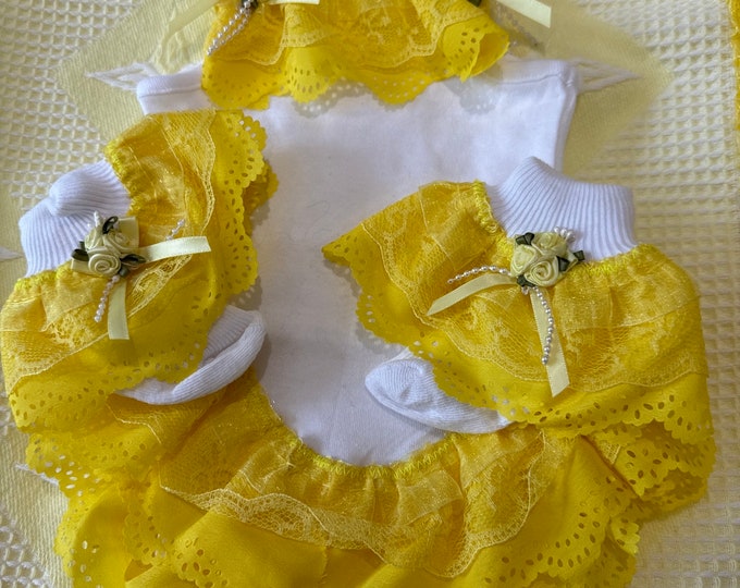 Spanish Style Baby Set: Vest and Socks with Hairband