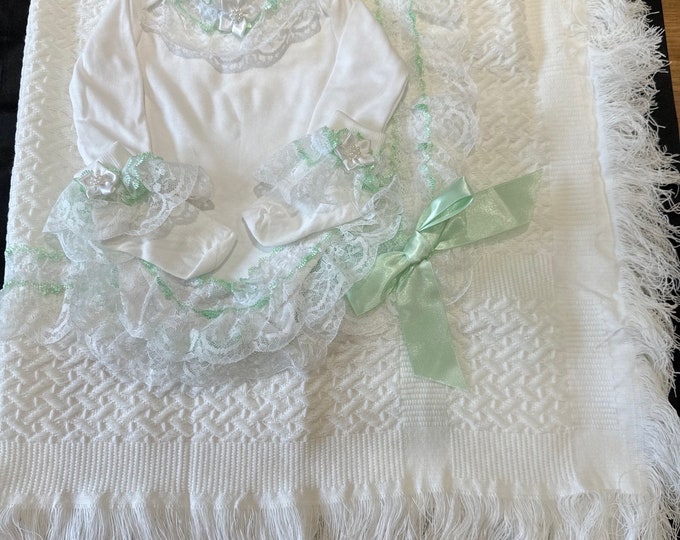 Spanish Style Baby Set: Shawl, Vest, and Socks