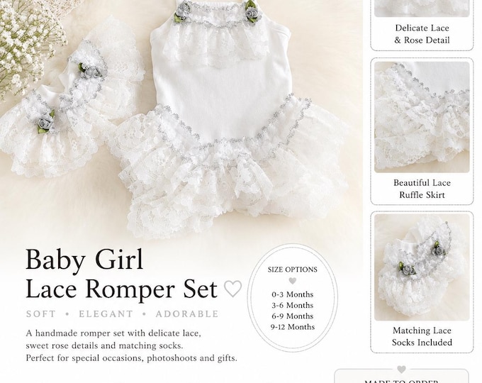Baby girl lace romper set