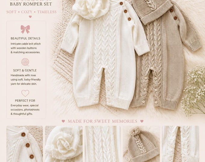 Knitted Baby Onesie: with hat