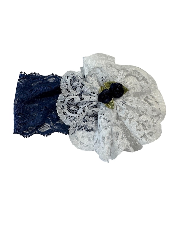 Handmade Newborn Hair Band: White Bow & Flower