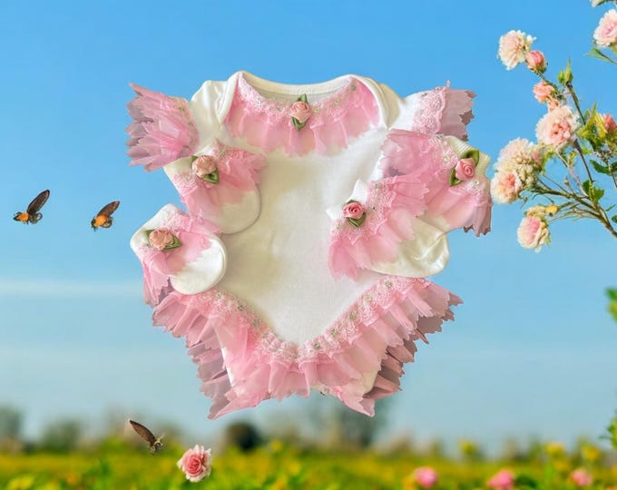 tiny baby frilly vest set