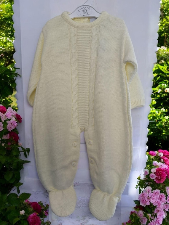 knitted baby romper. Gender neutral