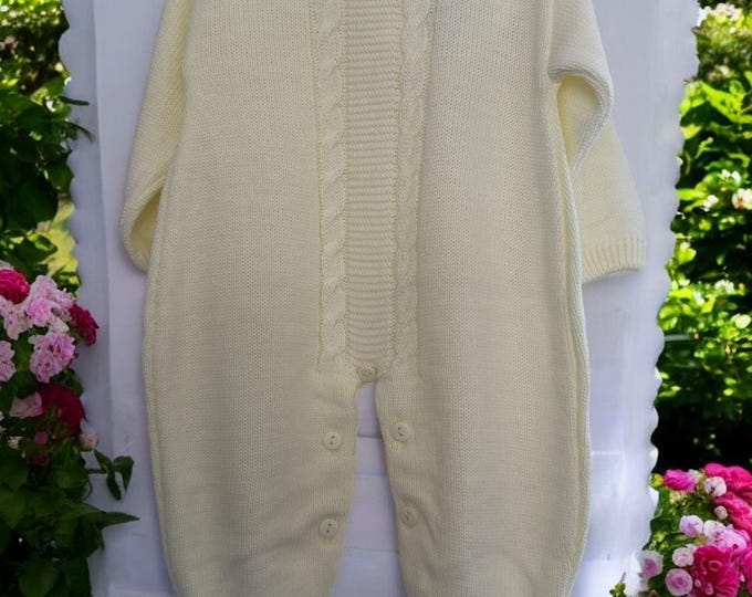 knitted baby romper. Gender neutral