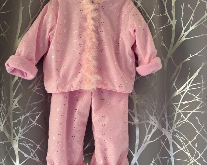Fleece lined snow suit with marabou trim
