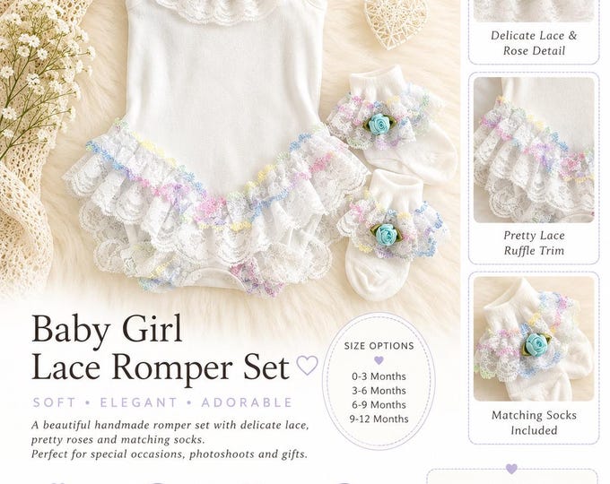 Baby girl lace romper set