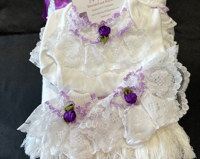 Spanish Style Baby Set: Lace Shawl, Vest & Socks