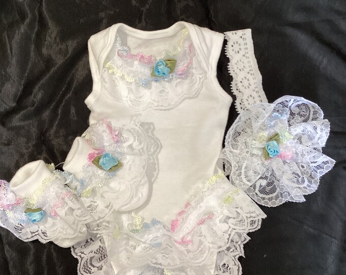 tiny baby frilly vest set with headband