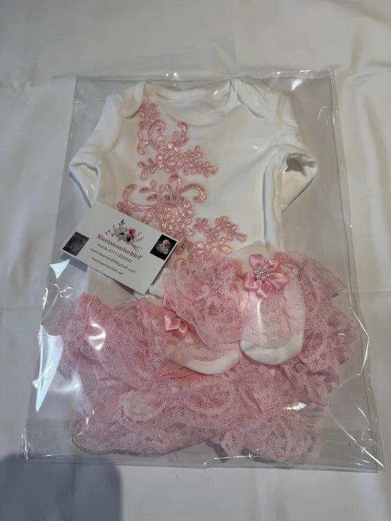 Spanish style frilly baby set tiny baby