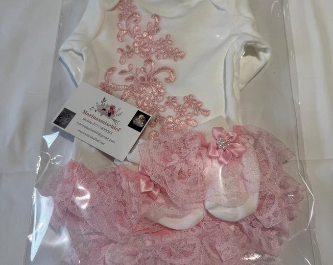 Spanish style frilly baby set tiny baby