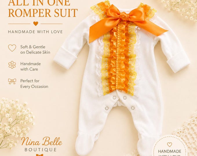 adorable All in one with orange lace