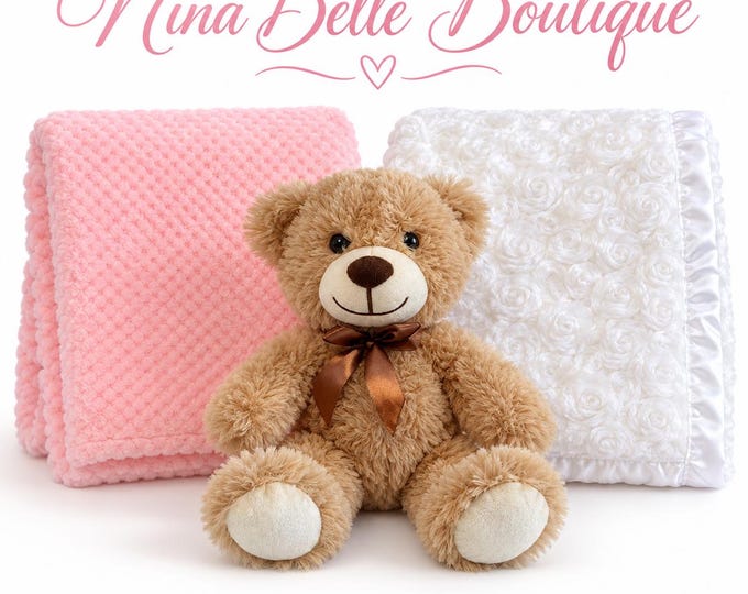 pink or white blanket ,with a free teddy included