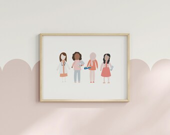 Girls in STEM Art Print, Classroom Decor (Digital Download)