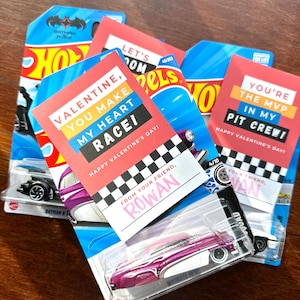 Raceauto Valentijn | Afdrukbare valentijnskaarten | Hot Wheels Valentijnsdag | Race Valentijnsdag | Valentijnsdag racewagen