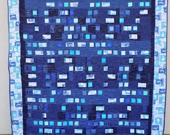 Denim Twin Quilt, Handmade Quilt, Denim Quilt, Nautical Quilt, Blue Quilt, Men&#39;s Quilt, Twin Handmade Quilt, Birthday Quilt, Gift Idea