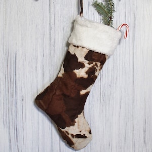 Western Christmas Stocking, Faux Fur, Gift for Her, Gift for Him, Christmas Decor, Farmhouse Christmas, Modern Christmas Stocking, Stocking