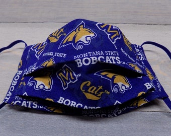 Montana State Bobcat Inspired Adult Washable/Reusable Facemask, Facemask for Women, Women&#39;s Facemask, Men&#39;s Facemask, Handmade Facemask