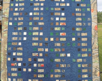 Men&#39;s Camo, Denim Quilt, Twin Double Quilt, Camo Quilt, Handmade Quilt, Men&#39;s Quilt, Gift for Men, Birthday Gift for him, Gift Idea,