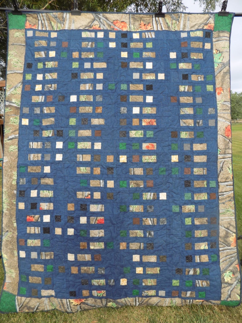 Men's Camo Denim Quilt Twin Double Quilt Camo Quilt Etsy
