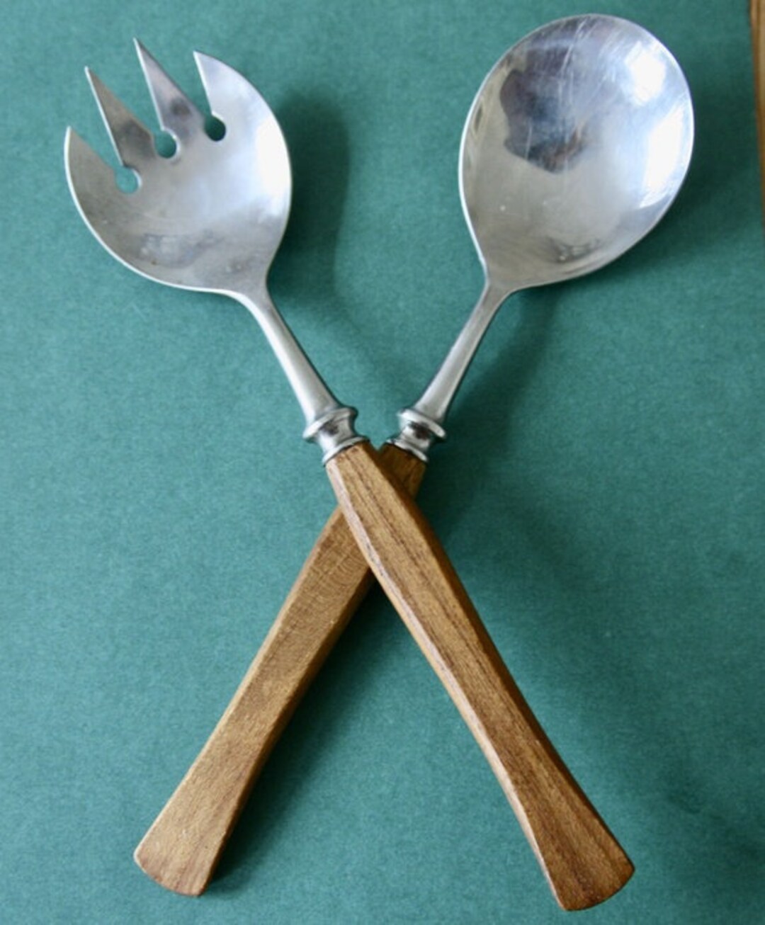 Vintage Salad Servers With Teak Handles Norway Etsy