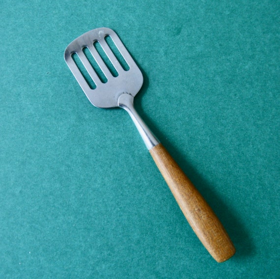 Small Vintage Serving Utensil With Teak Handle Norway Etsy