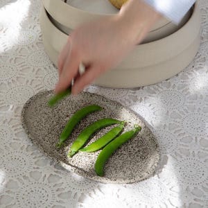 Oval Serving Plate Pottery dinnerware Ceramic Sandwich Plates Ceramic Cake Plate Oval Dessert Plate Handmade ceramic serving platter