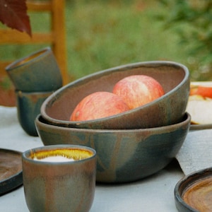 Handmade Ceramic Salad Bowl: Large Semi-Porcelain Serving Bowl