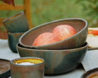 Handmade Ceramic Salad Bowl: Large Semi-Porcelain Serving Bowl