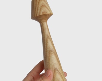 Hand Turned Ash Wood Candlestick: Modern Taper Candle Holder