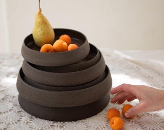 Handmade Stoneware Serving Plate: Rustic Ceramic Dinnerware, 9.8"