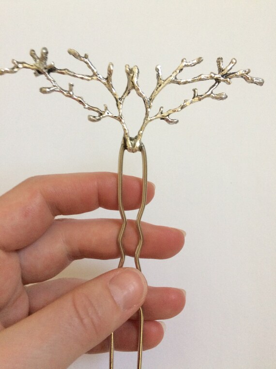 Soldered Silver Branch Hair Pin Soldered Branch Twig Hair Etsy
