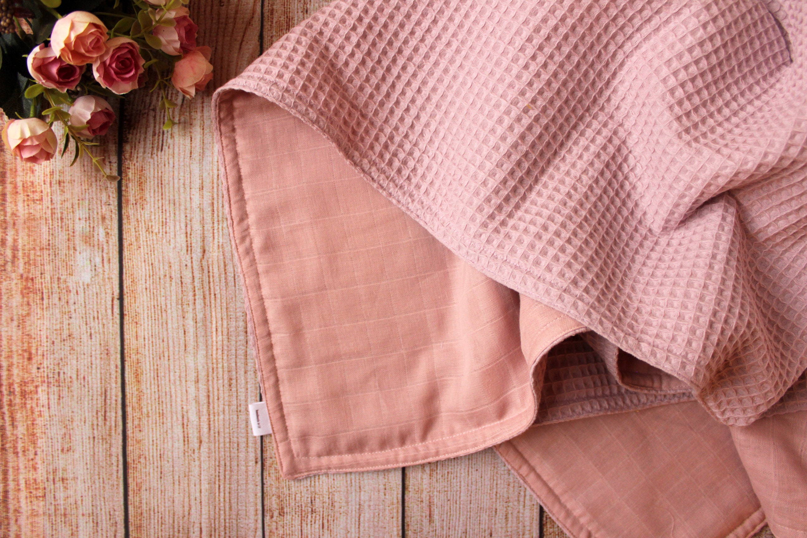Baby girl blanket Pink Waffle blanket New baby gift Natural Etsy