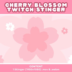 桜の Twitch スティンガー | ピンクのシーン トランジション | Twitch アセット | 桜トランジション | Twitch 用かわいいスティンガー | 花のトランジション