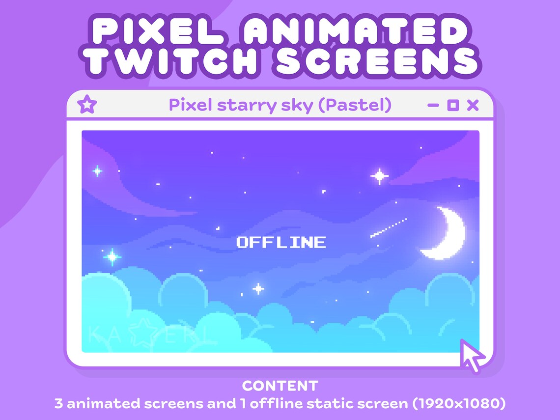 Cute Night Sky Pixel Starry Sky Screen Animated Screen Twitch Banner