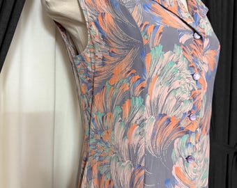 Vtg silk flared midi dress