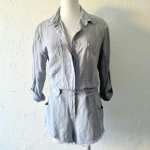Linen blend coveralls by Young fabulous and broke