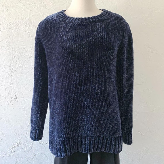 90s Orvis Cozy Navy Chenille Sweater Etsy Canada