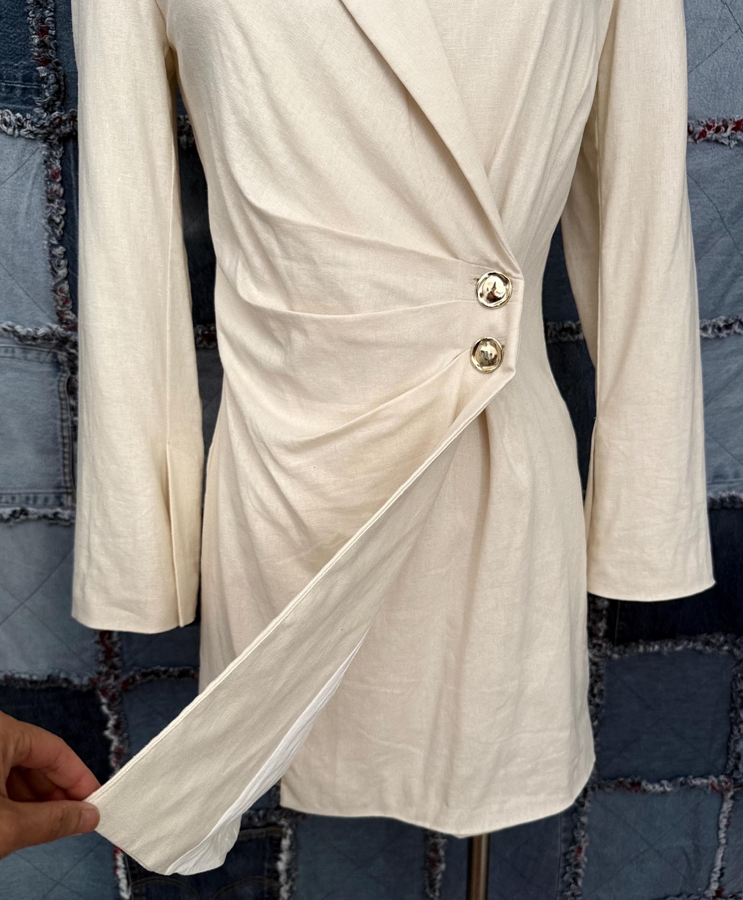 knee length dresses for ladies Zara - Double Breasted Blazer Dress With Chain - Off White