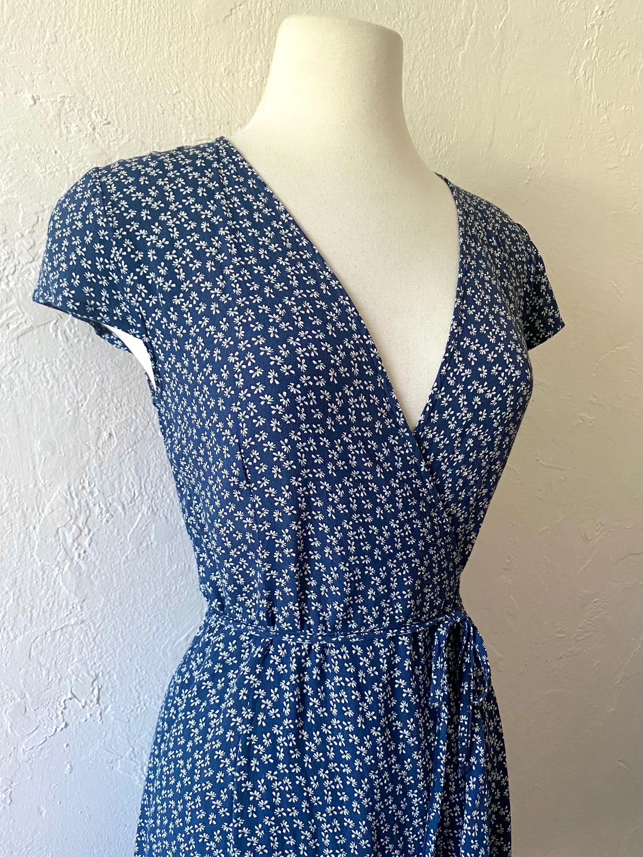 Brandy Melville Navy Floral Wrap Dress - Etsy