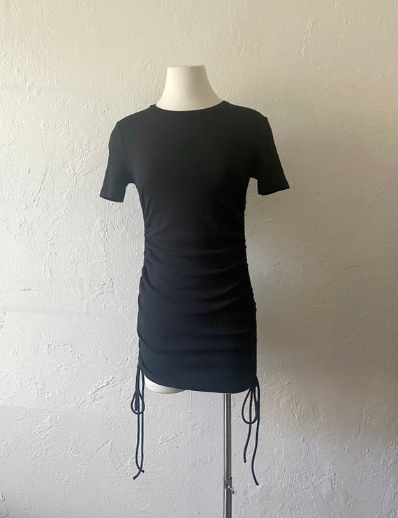 ruched shirt dress zara Zara Womans Ruched Shirt Dress Size S Black Faux Leather 3046/372 NWT