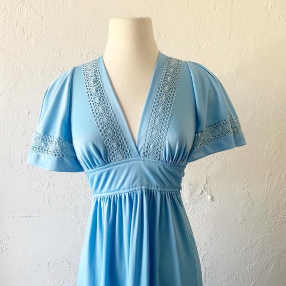 1970s sky blue dress ~ xs - small - image 2