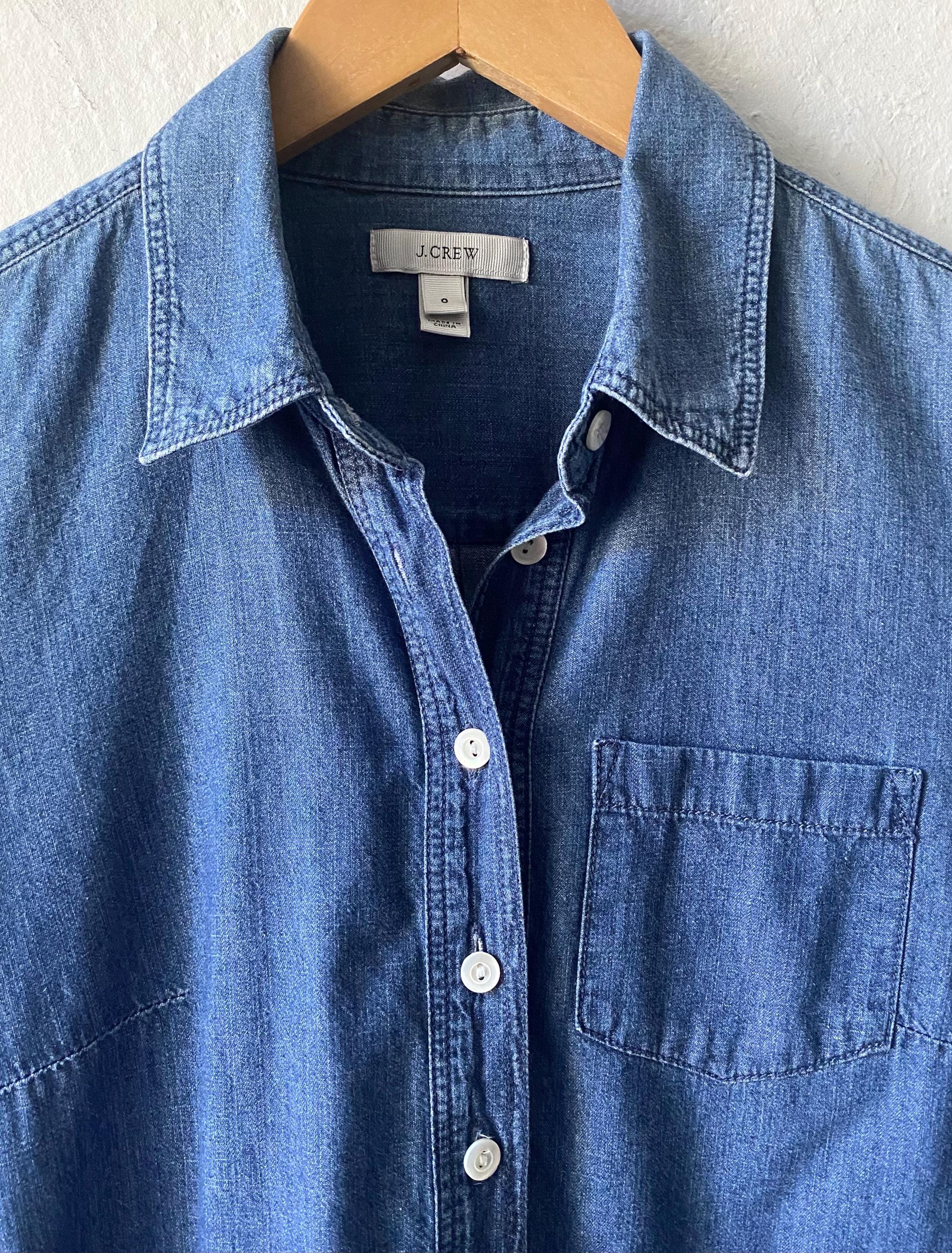 white christmas dresses J. Crew Womens Blue Cotton Denim Belted Shirt Dress Pocket Detail Casu –  Picky Thrifter main image 0